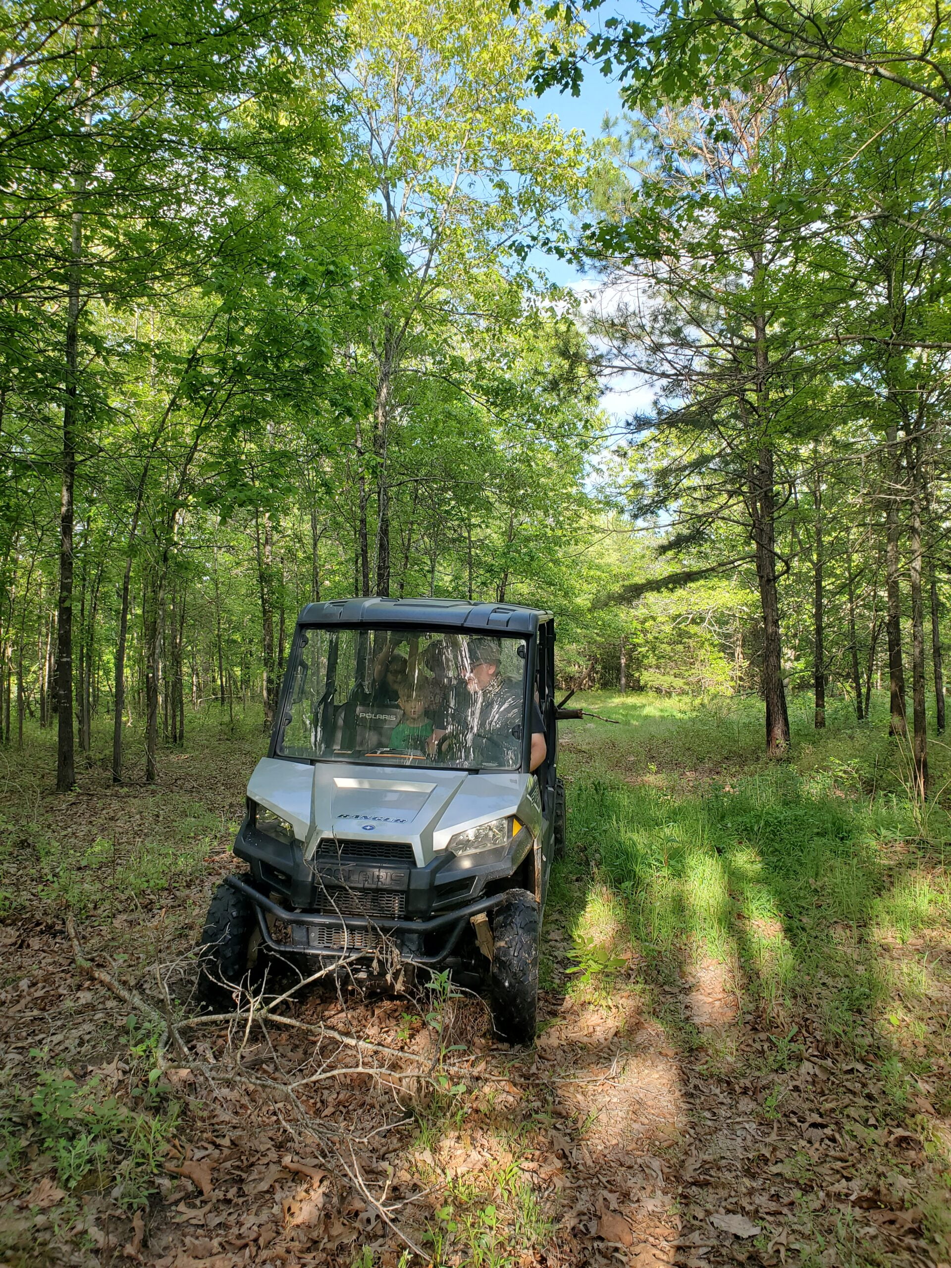 ATV riding through the wooded trails at Shipps Landing